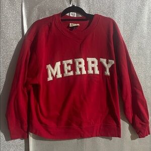 Womens Red 'MERRY' Sweatshirt